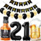 Conruich Geburtstagsdeko 21 Jahre Mann Frau, Luftballon 21. Geburtstag Deko Mann, Folienballon Zahl 21 Schwarz, Helium Ballon Whiskey Bierglas für 21. Geburtstag Manner Party Dekoration
