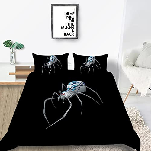 FIGONE Bettwäsche 3D Spinne Insekt Tier Bettbezug 135X200 cm Bettwäsche Set 3 Teilig Bettbezüge Mikrofaser Bettbezug Mit Reißverschluss Und 2 Kissenbezug 80X80 cm - Anti-Fading Pflegeleicht