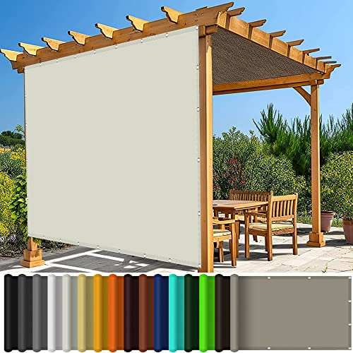 wasserdichte Schutzhülle für Terrasse 2.5 x 5 m, Rechteckiger wasserdichter Sonnenschirm 98% UV Schutz Balkonsonnensegel für Garten Terrasse Camping, Elfenbein