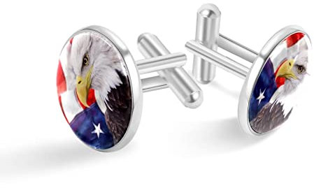 Manschettenknöpfe für Herren,Hemdmanschettenknöpfe,Amerikanischer Flaggenadler der USA,Manschettenknöpfe für Herren,Edelstahl-Manschettenknöpfe Hochzeit