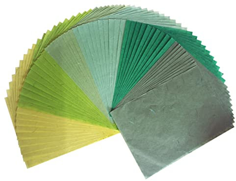 50 Maulbeer-Papierbögen, einfarbig, Origami-Design, handgefertigt, Kunstpapier, Japan, Washi, Kartenherstellung, Decoupage, Grün