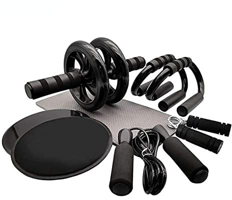 FrEshn Ab Roller Exercise Wheel 6PCS Suit &Jump Rope No Noise Abdominal Wheel with Mat for Arm Waist Leg Exercise Gym Fitness Equipment Ab Wheel Roller