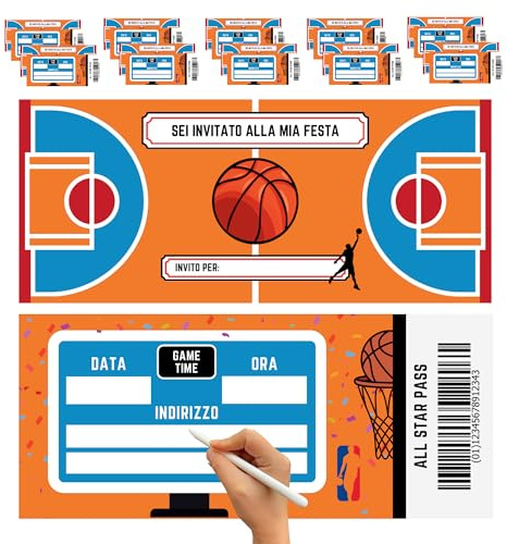 hOmty 25 Stück Einladungen Geburtstag Kinder Basketball Einladungskarten Kindergeburtstag Mottoparty