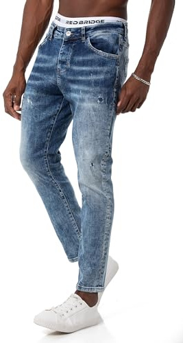 Red Bridge Herren Jeans Hose Denim Pants Destroyed-Look Blau W31 L32