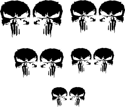 Totenschädel Sticker Motorrad Totenkopf Skull Sticker Motocross Schädel Set Blut Motorrad Wohnmobil (Glanz Schwarz)