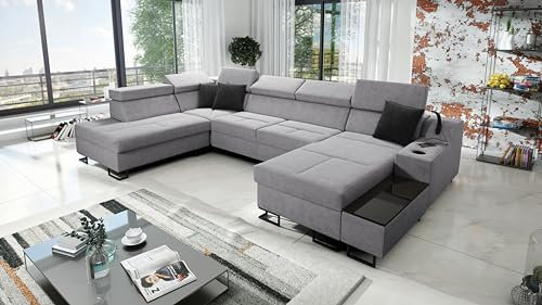 IM SOFA Wohnzimmer Couch XXL Ecksofa in U-Form Wohnlandschaft ALICANTO VI Links/rechts Farbe wählbar TOP Qualität