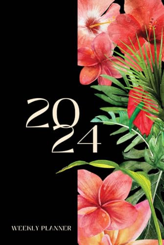 2024 Weekly Planner: Tropical World Red, 12-Month Calendar, Weekly and Monthly Planning Journal, Botanical Pattern Design, Medium 6x9, 169pages