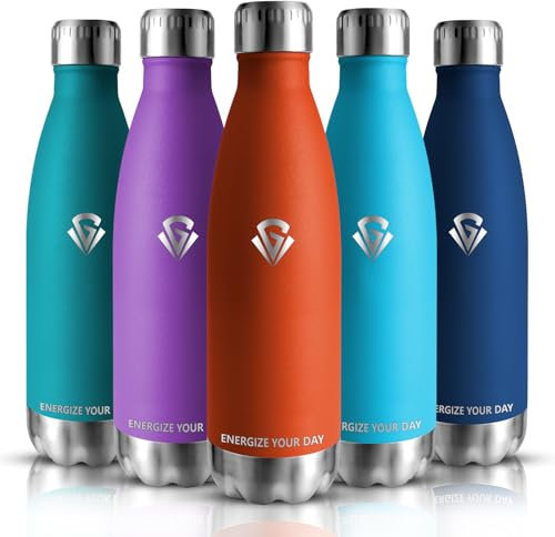 Grsta Trinkflasche Edelstahl - 500ml - Trinkflasche Sport Doppelwandige Vakuumisolierte, Thermosflasche Auslaufsicher, Wasserflasche BPA-frei für kinder, Schule, Outdoor