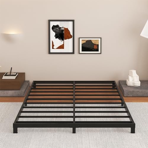 Cieemine 12,7 cm niedriges Kingsize-Bettgestell, robustes Bettgestell, King-Size-Bett, niedriges Profil, keine Boxspringfeder erforderlich, einfache Montage, geräuschfrei, Schwarz