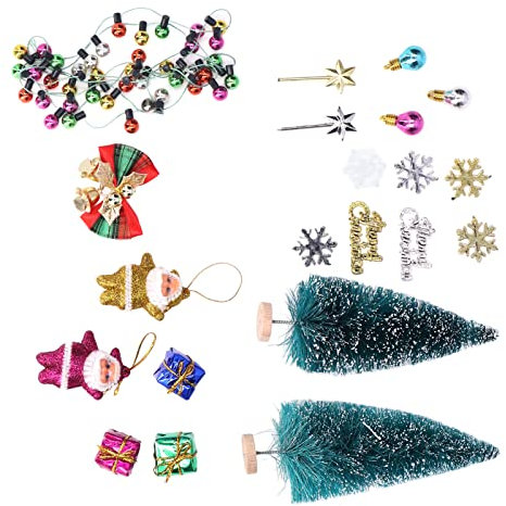 Akozon Dollhouse Home Decor, Doll House Christmas Tree DIY Matching Fine Workmanship Ornaments Miniature Ornament Cute Appearance Minature Items Mini Xmas Style Figurines Santa Claus Sn
