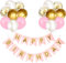 Luftballons Geburtstag Dekoration Set, rosa weiße Gold Geburtstagsdeko Happy Birthday deko Banner Party Deko Geburtstag Set mit 16pcs rosa weiße Gold Latex Luftballons Konfetti Ballons（rosa+Gd)