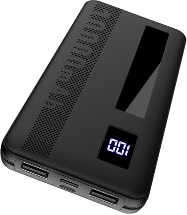 Power Bank, 10000mAh Powerbank Klein Aber Stark, Externe Handyakkus USB C Port, Externer Akku LED Display, 2 USB Ausgängen und Mirco USB Eingängen, Tragbares Ladegerät für Smartphone, Tablets und mehr