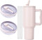 Ersatzdeckel für 40oz Becher Wiederverwendbarer Auslaufsichere und Staubdichte Tumbler Abdeckungen Becher mit Strohhalm Deckel Ersatzdeckel für Stanley Cup Zubehör (Beige(2pcs))