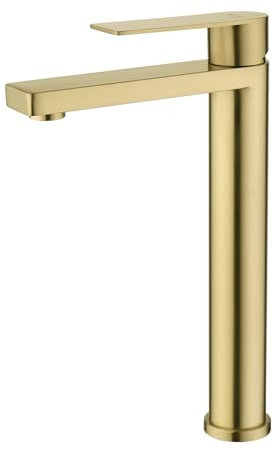 Decaura Waschtischarmatur golden Hoch Wasserhahn Bad Badezimmer Edelstahl Einhebelmischer für Waschschale ohne Hahnloch für Aufsatzwaschbecken