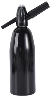Sifone per soda da 1 l, in alluminio, manuale per bibite fatte in casa, mojito, gin fizz cocktail e spritzer di vino, nero