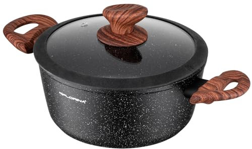 FLORINA MASTER BLACK Cacerola de aluminio 24 cm 4L | Revestimiento antiadherente | Para todo tipo de placas, incluida inducción | Asas ergonómicas soft-touch