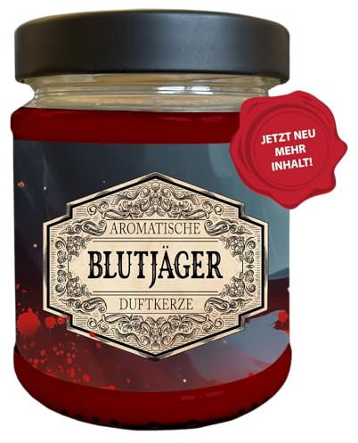 Rollenspiel Duftkerze Blutjäger mit verstecktem D20-Würfel - Handgemacht in Deutschland, (Neue Größe) 240ml, ca. 40 Stunden Brenndauer