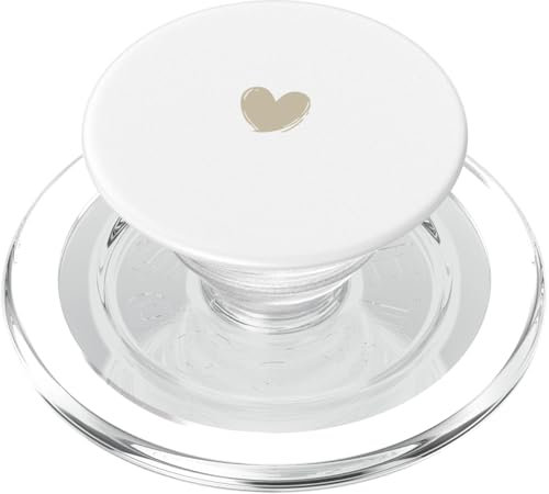 Beige Weiß Minimalistisch Herz PopSockets PopGrip für MagSafe