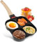 Padella per al fritto, pancake, con 4 padelle, con rivestimento antiaderente, padella per uovo, padella per omelette, padella per colazione a gas a induzione (nero)