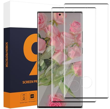 Carantee 2 Pièces Verre Trempé pour Samsung Galaxy S23 Ultra 5G protection, 9H Dureté Anti-rayures HD-Clair Vitre Protection, 3D Pleine couverture Anti-salissures protection écran pour S23 Ultra 5G