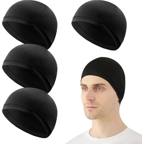 VARKAGE 4 Stück Cooling Dünne Mütze Herren, Mütze unter Fahrradhelm, Atmungsaktiver Skull Cap für Männer Frauen, Passt unter Helme