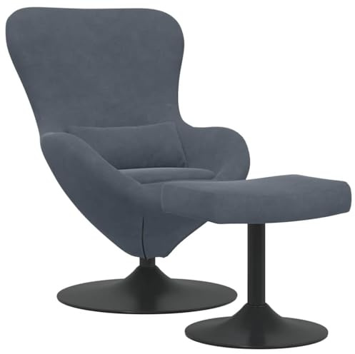 vidaXL Eierstuhl mit Fußhocker Dunkelgrau Samt | Weicher Schaumstoff für maximale Entspannung, Moderner Look, der überall reinpasst,