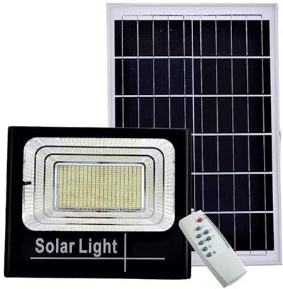 YASTA Faro LED Esterno Solare 400W Luminoso - Faretto Alta Luminosità con Pannello Solare e Crepuscolare, Luce Fredda 6500K, Impermeabile IP67, Telecomando Incluso - Ideale per Giardino e Cortile