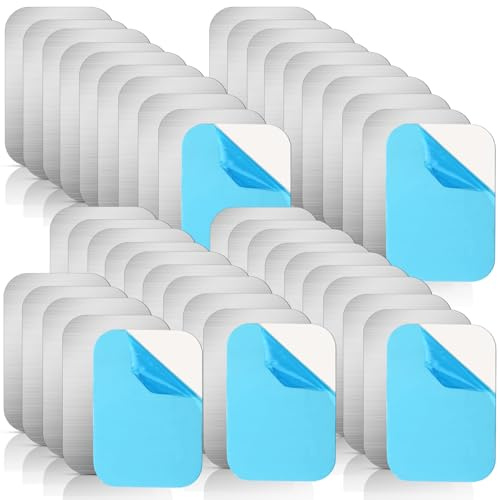 MIN CI 45 Pcs Phone Magnet Sticker, 0.4mm Thin Metal Plate for Phone Magnetic Car Holder, Magnet with Adhesive, Magnets for Cell Cases (Square)