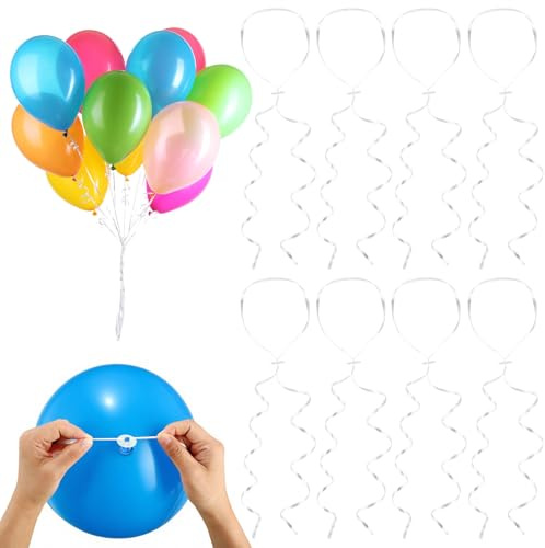 120 Stück Ballonverschlüsse Helium mit Schnur, Ballonband Weiß mit Ballonverschlüsse, Luftballon Schnur mit Schnellverschluss, Luftballon Verschluss für Partys, Hochzeiten, Geburtstage