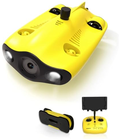 Underwater Drone with 4K Camera, Portable ROV for Real Time Viewing, Dive to 330ft, Image Stabilization, Direct-Connect Remote Controller, Temperature Data