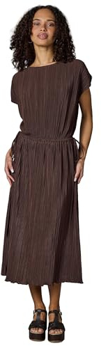 Ragwear Damen festliches Plissee-Sommerkleid leichtes Kurzarm Midikleid Galit YOUMODO Dark Choco Gr. XS