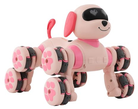 HIKUUER Robot chien télécommandé, jouet pour enfants à partir de 8 à 12 ans, avec rotation à 360 ° et transformation, contrôle gestuel par horloge, mode danse