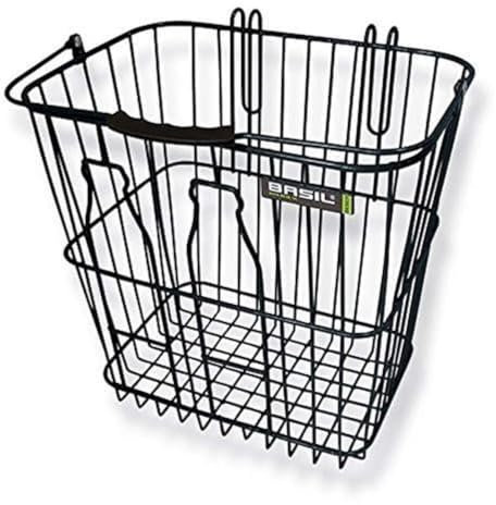 Basil Bottle Basket Fahrradkorb – Hinterrad – abnehmbar – mit Aufhängehaken – geeignet für Milchflaschen – Schwarz