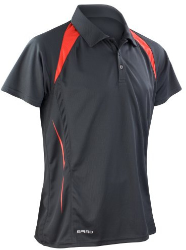 Spiro Mens Sports Team Spirit Performance Polo Shirt (XL) (Black/Red)