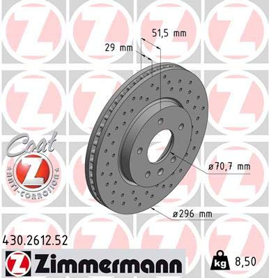 ZIMMERMANN 430.2612.52 Bremsscheibe, hinten, Coat Z