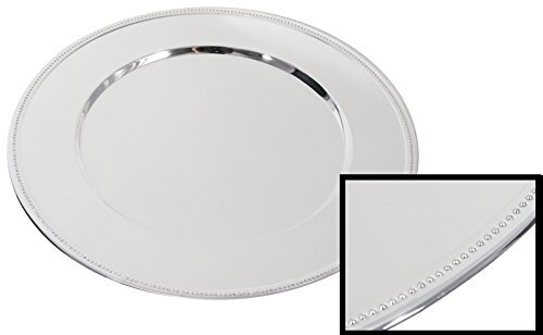 Platzteller mit Perlrand, aus versilbertem Stahl, anlaufgeschützt, mit offen gebördeltem Rand/Ø außen/innen: 30/19 cm | ERK