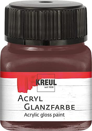 KREUL 79211-Pintura, Tarro de 20 ml en marrón Oscuro, Pintura acrílica Lisa Brillante para Colorear y Hacer Manualidades, a Base de Agua, Resistente a la Saliva, Dark Brown, 20