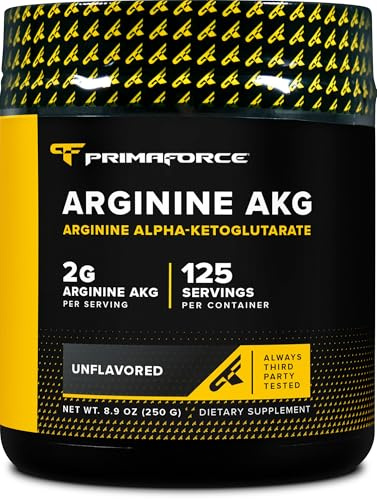 PrimaForce AAKG Arginine Powder, 250 grams (L-Arginine and Alpha-Ketoglutarate Acid) Premium Workout Supplement, Non-GMO, Vegan, Gluten Free