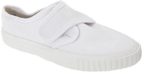 Junior Touch Fastening Plimsol - White - White - size UK Childrens Size 9