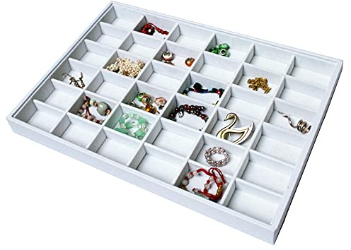 Vorlagebrett Schmuckkasten Schmucklade Schmuckdisplay Schaukasten mit 36 Fächer weiss