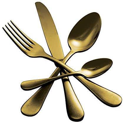 MEPRA Vintage Oro Servizio, 24 Pezzi, Acciaio Inossidabile 18/10 con Trattamento Superficiale Stone-Washed