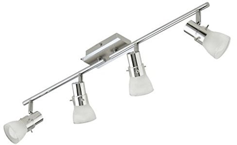 Trango 4-flammig 1007-48 LED Deckenleuchte - Chrom-Optik gebürstet *FREYA* inkl. 4x E14 LED Leuchtmittel 3.000K warmweiß Badleuchte, Flurleuchte, Küchenleuchte, Schwenkbare Deckenlampe, Kronleuchter
