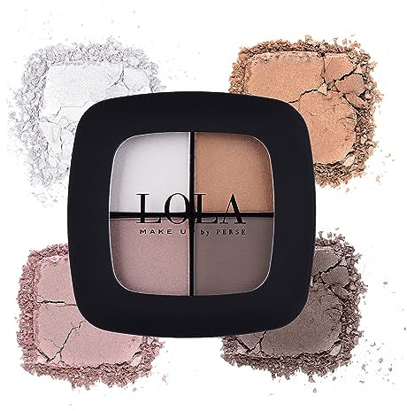 Lola Make Up by Perse Quad Eyeshadow Rich and Intense Colour High Coverage Matte and Satin Eyeshadow for Women,Vegan and Cruelty-Free Eye Makeup Cosmetic Palette for All Skin Types (Neutral Smokey)