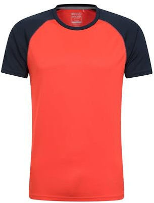 Mountain Warehouse Endurance Mens T-Shirt – Breathable Tee, UPF50 Protection, Lightweight Shirt, Comfortable & Quick Drying Top - for Gym, Travelling, Running Orange S