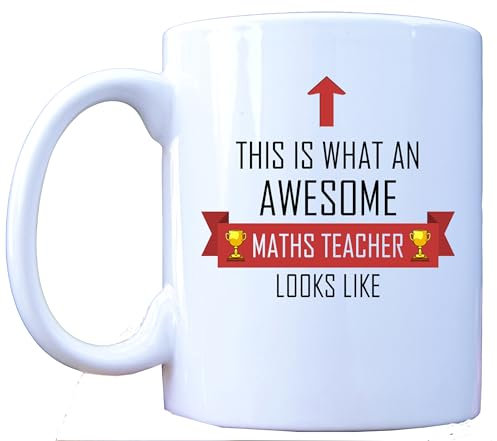 Tasse à thé/café avec inscription « This Is What An Awesome Maths Teacher Looks Like » Motif ruban rouge