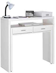 Skraut Home – Ausziehbarer Schreibtisch – Geschlossene Maße: 87 x 99 x 36 cm – Arbeitskonsole – Widerstandsfähiges Holz – Weiß – Ideal für Ihr Zimmer