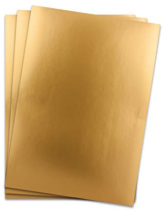 Metallic Papier DIN A4 21,0 x 29,7 cm - Gold Metallic - 15 Stück - glänzendes Bastelpapier 90 g/m² - Rückseite Weiß - Für Einladungen, Hochzeiten