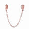Charm in argento Sterling 925, con cuori e catenella, distanziatore con fermo, con chiusura di sicurezza, per braccialetti Pandora, per compleanno e anniversario Oro rosa