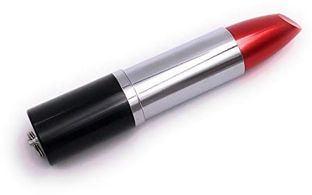 H-Customs Lippenstift Silber lang Metall Schraubverschluss Oben rot USB Stick 8 GB USB 2.0