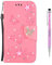 Grandoin Huawei P20 Lite Hülle, Bling Glitzer Glitter Handyhülle für Huawei P20 Lite Handytasche PU Leder Ledercase Flip Tasche Wallet Tasche Handytasche Cover mit Etui Case (Rosa)